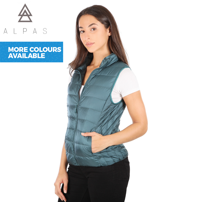 Ladies Straight Line Sleeveless Genuine Down Puffer Jacket