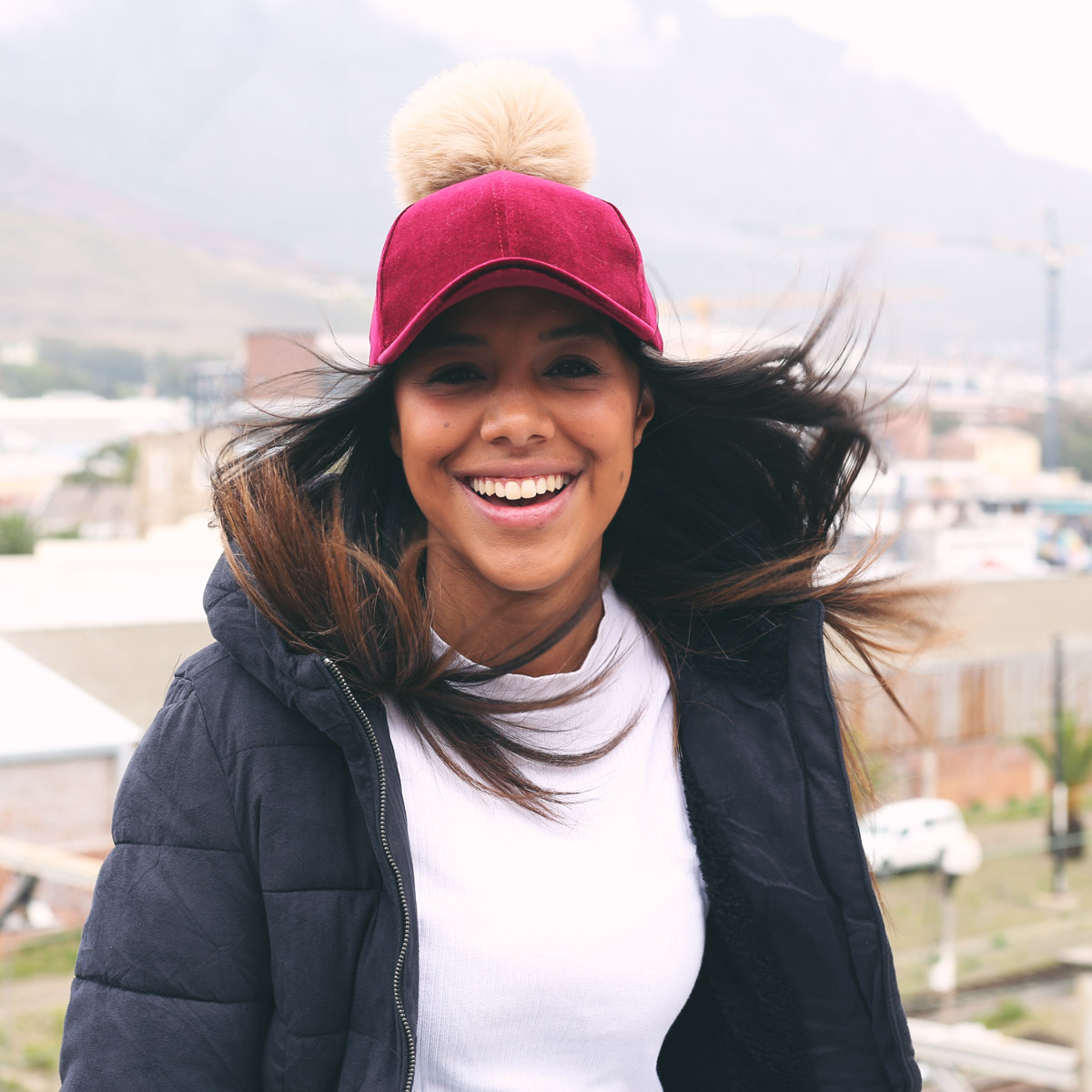 Velvet Fur Pom Hat
