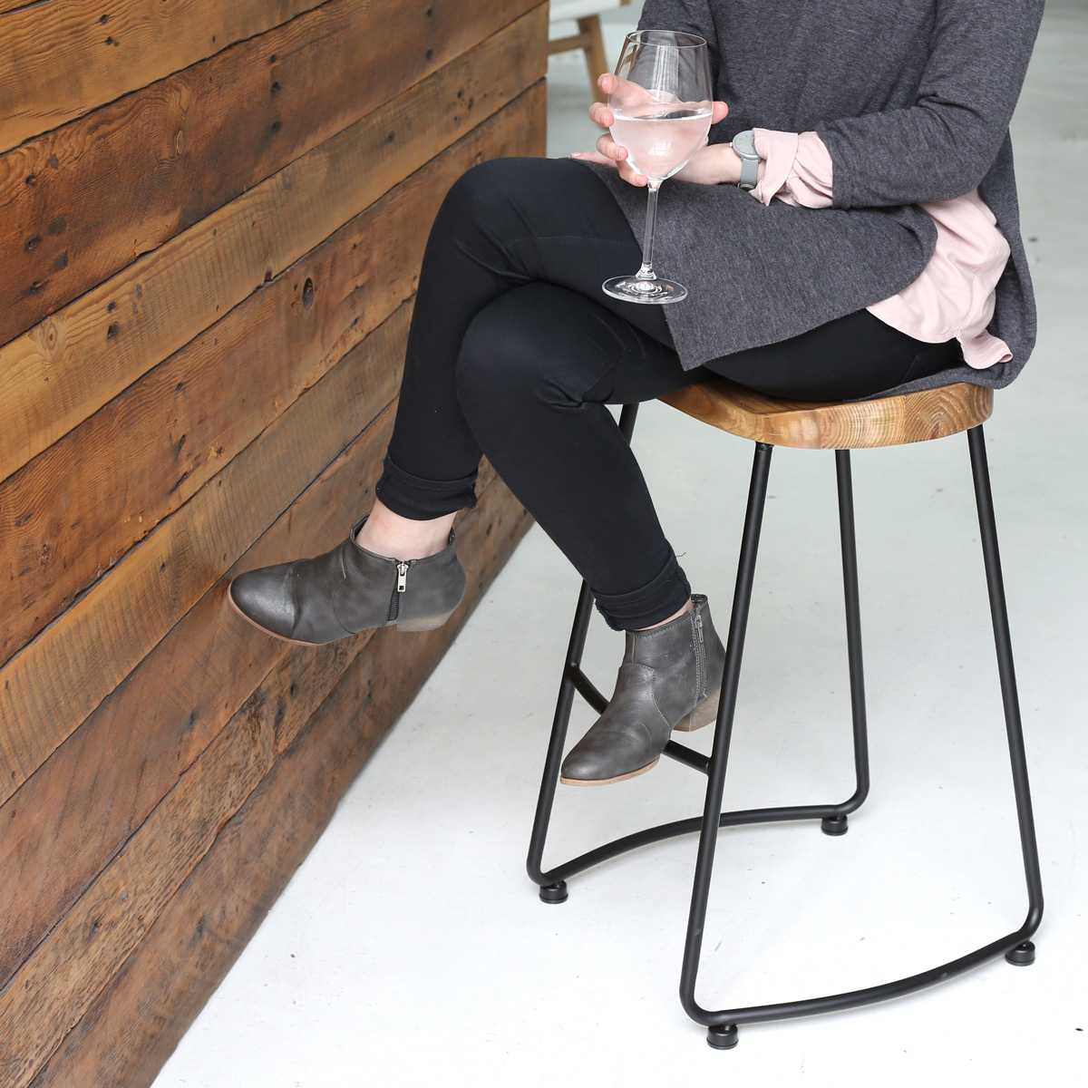Counter Stool with Round Wooden Top