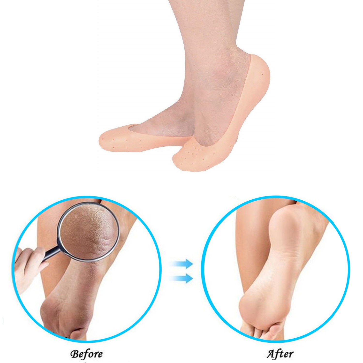 2 Pairs of Moisturizing Silicone Foot Socks