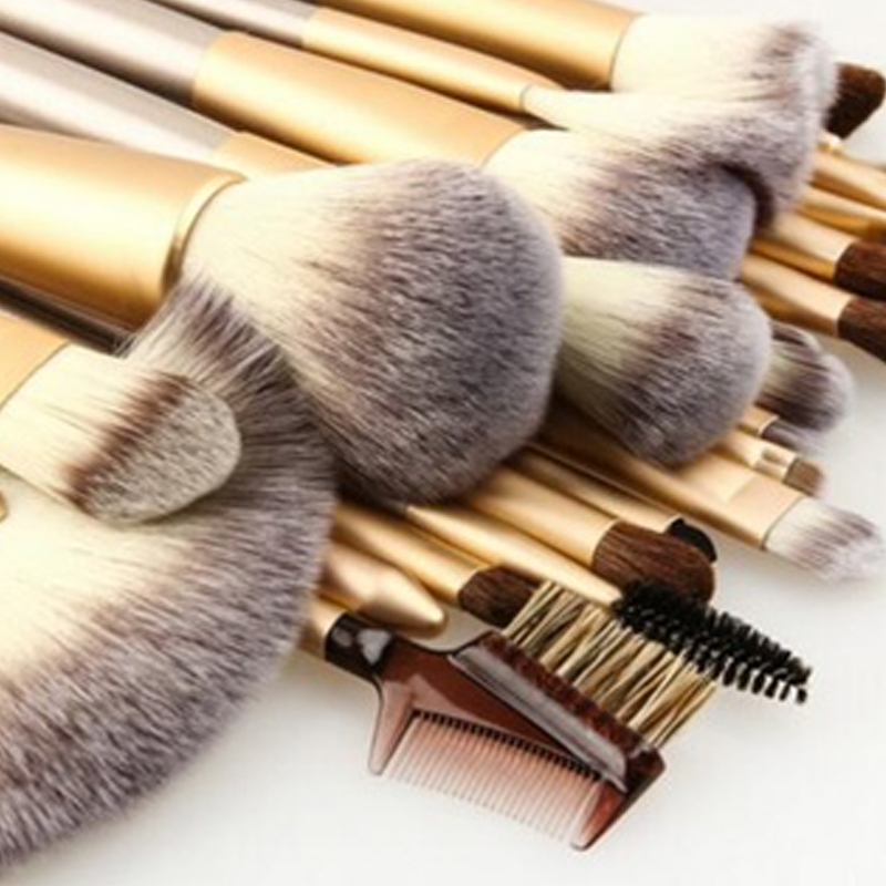 24 piece Champagne Gold Make-Up Brush Set
