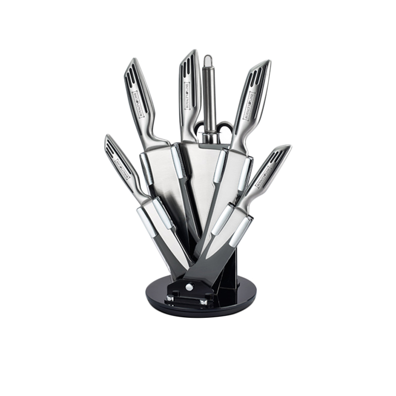 7-Piece Stainless Steel Knife Set with Rotating Stand
