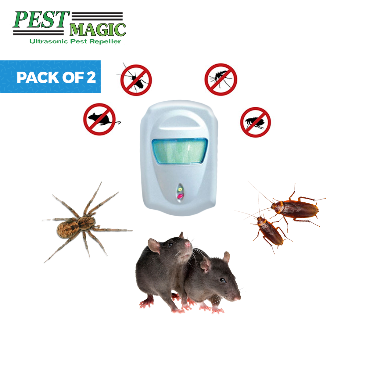 Pack of 2 Ultrasonic Pest Repellers