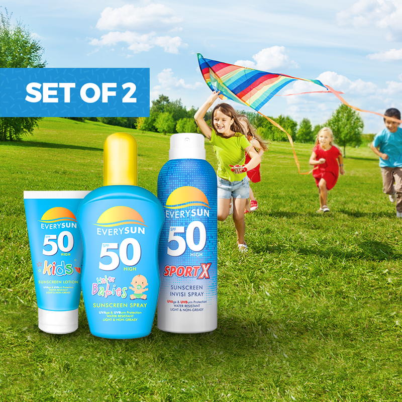 Set of 2 - Kids on the Go Sun-care Pack (2x Limited EDT Backpack Tube, 2x Sport X and 2x Waterbabies Pump Spray)