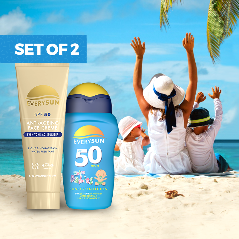 Set of 2 - Mommy and Me Suncare Pack (2xAnti-age Face Cream and 2xWaterbabies Lotion)