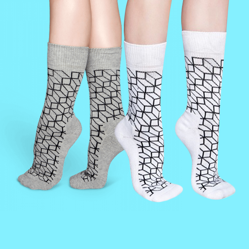 Set of 2 Combed Cotton Athletic Optic Socks