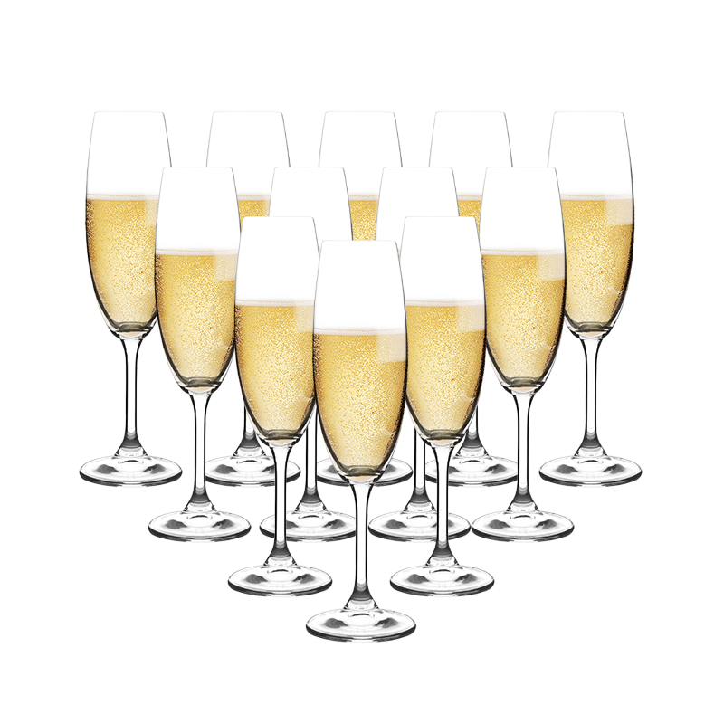 Set of 12 Crystal Champagne Glasses (220ml)