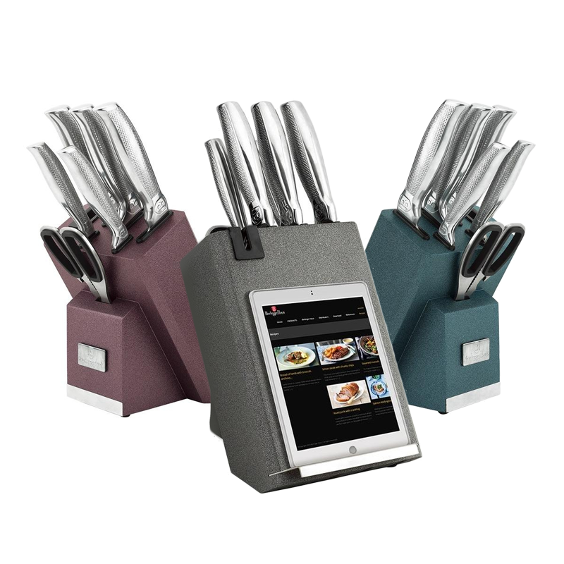 8 Piece Stainless Steel Kikoza Knife Set with Tablet Stand & Knife Sharpener