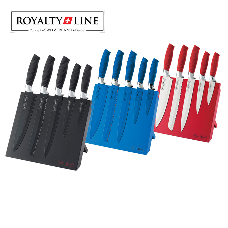5-Piece Stainless Steel Knife Set with Folding Magnetic Knife Stand (More Colours Available)