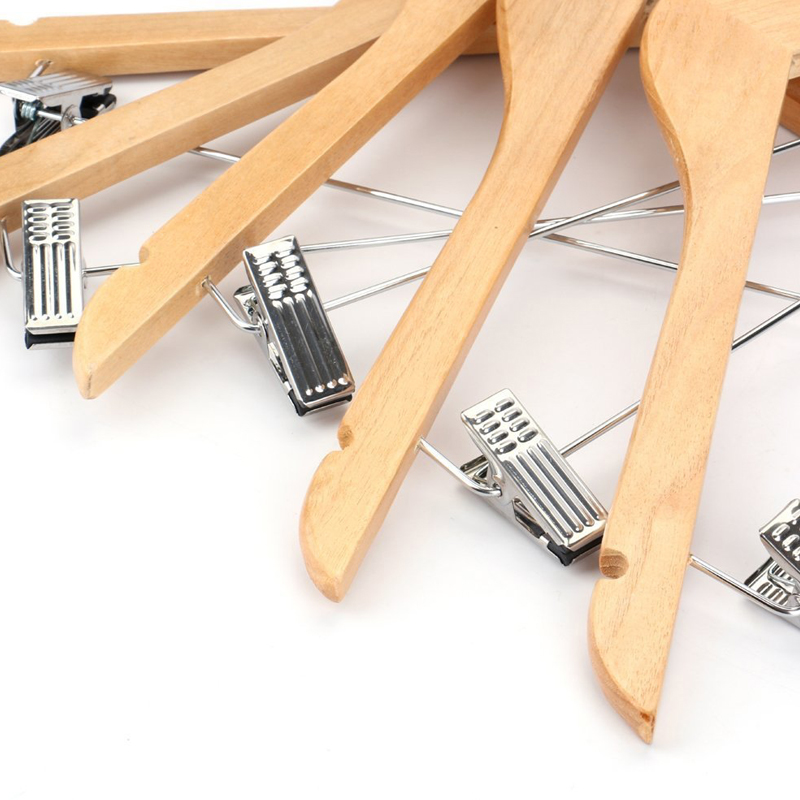 Set of 4 Natural Skirt Hangers With Clips
