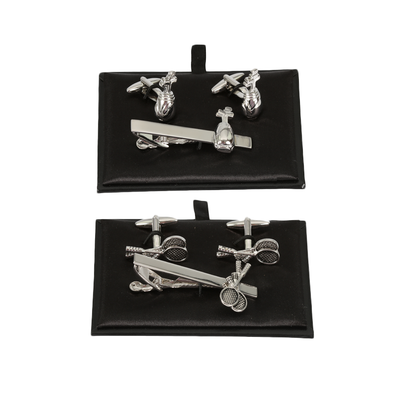 Men's Premium Sports Cufflinks & Tie bar set