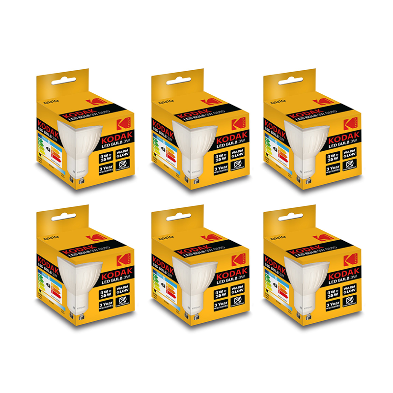 Pack of 6 LED 3W GU10 Bulbs in Warm Glow or Daylight (R33.16 per Light bulb)