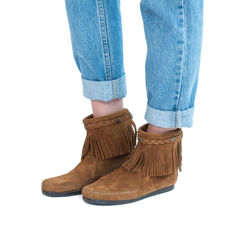 Hi Top Back Zip Suede Genuine Leather Boots