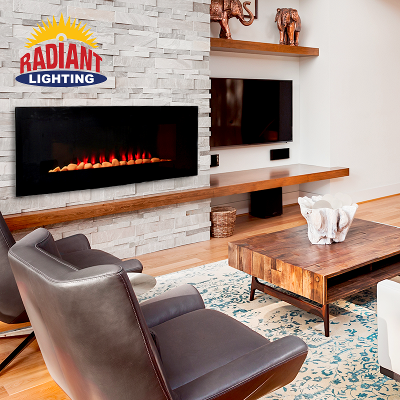 Indoor 1800W Electric Wall-mounted Decorative Fireplace with Remote Control