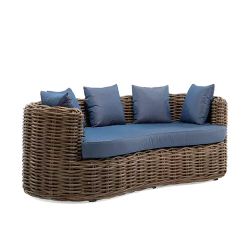Hand-Woven Wicker Patio Couch