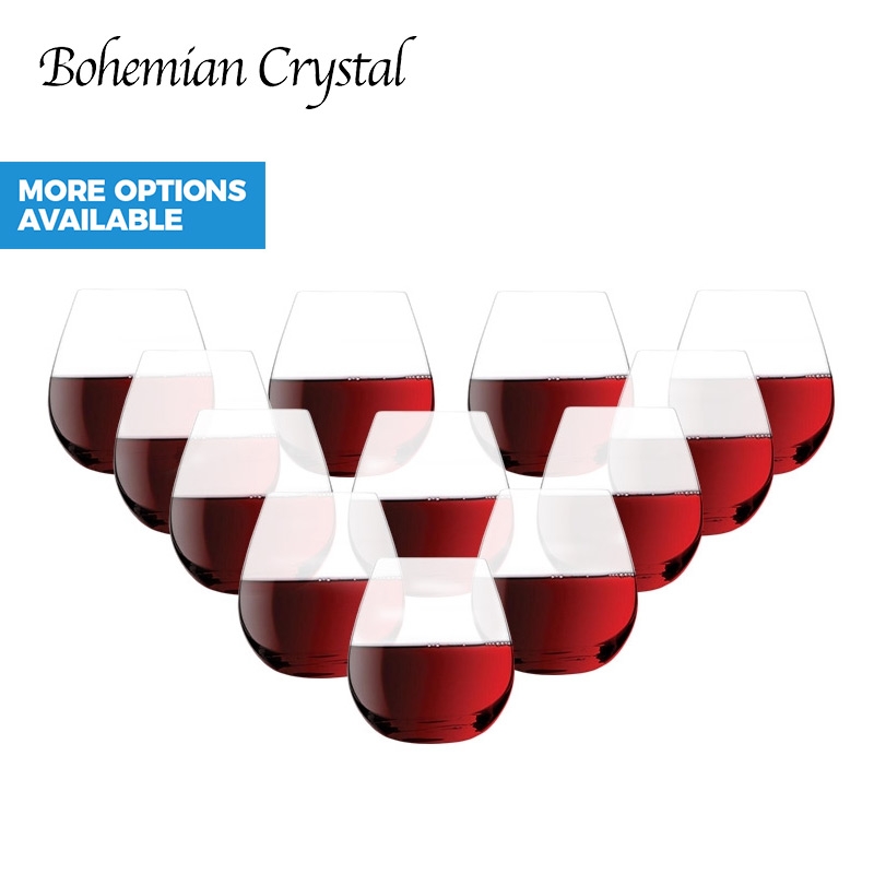 Set of 12 Stemless Lead-Free Crystal Wine Glasses (600ml)