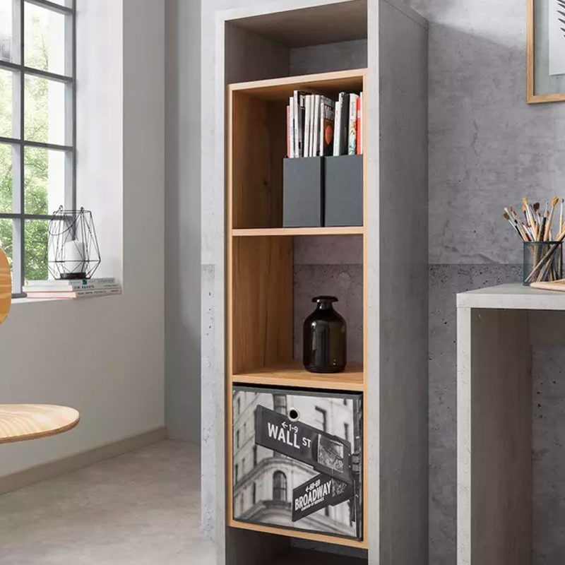 Golden Oak & Concrete Look Tall Shelf