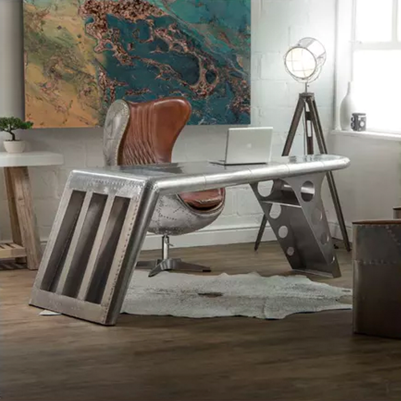 Aluminium Desk and Egg Chair Set