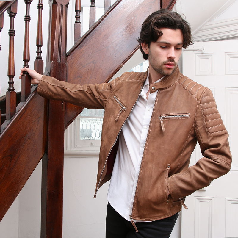 Men's Moto Snuff Rusty Brown Leather Jacket