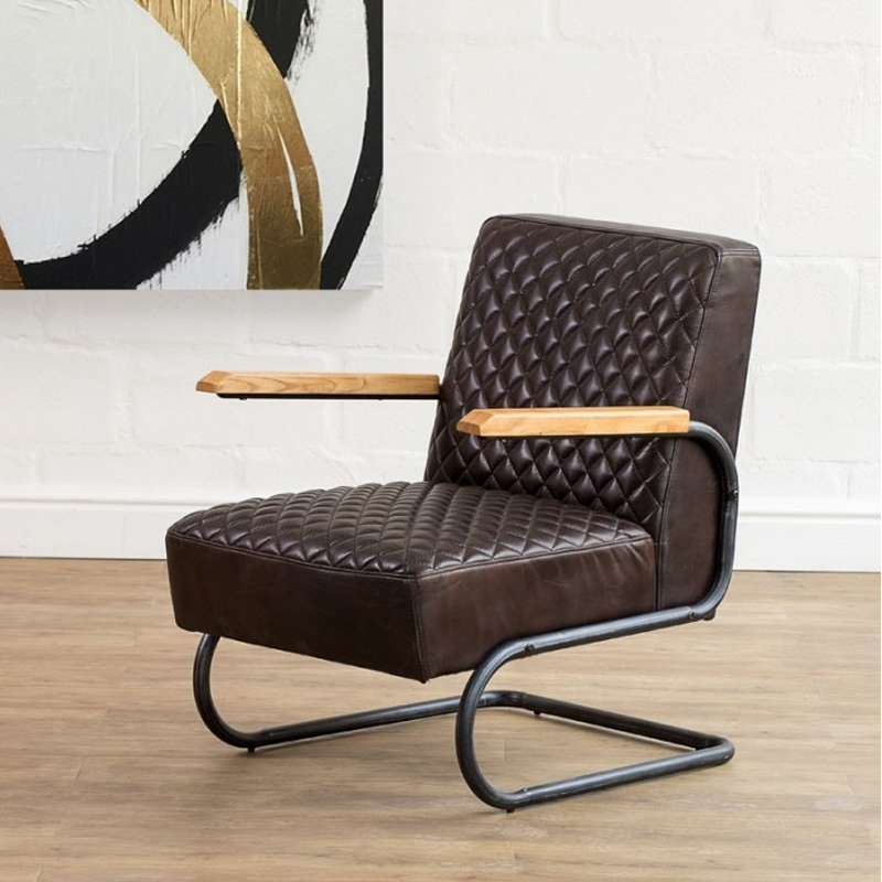 Leather and Diamond Quilted Arm Chair