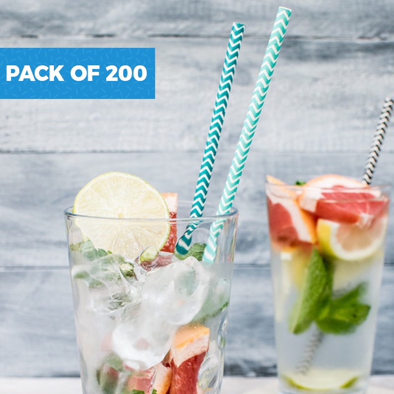 Pack of 200 8mm Individually Wrapped Compostable Straws