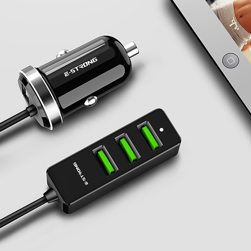 4-Port Black USB Car Charger