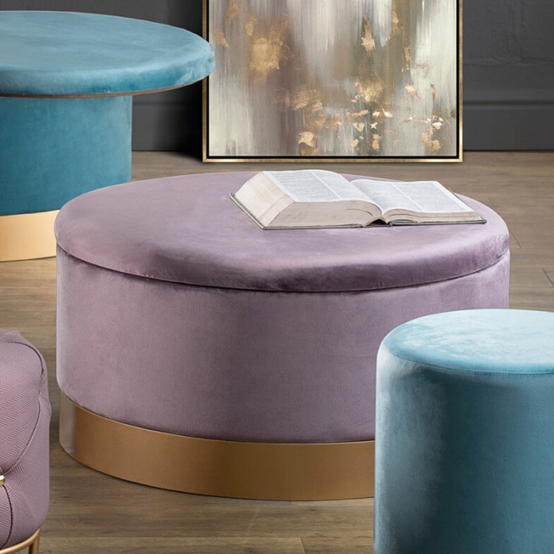 Velvet Storage Ottoman