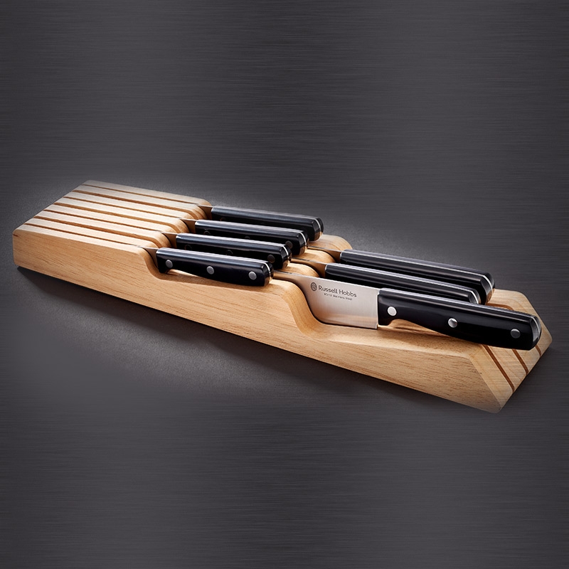 7 Piece Classique Flat Knife Set in Wooden Block