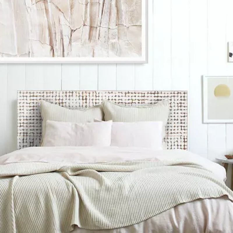 Indonesian Mango Wood & Painted Coconut Tile Headboard