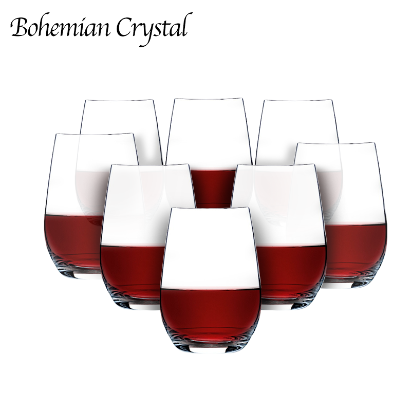 Set of 12 - Stemless Lead-Free Crystal Wine Glasses 