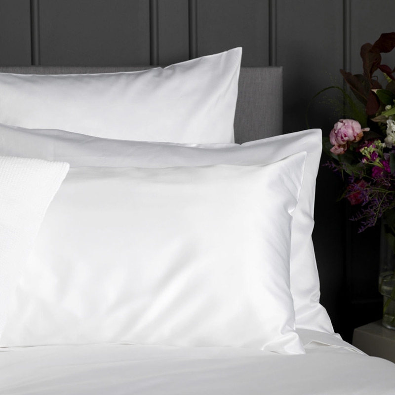 Set of 2, 200 Thread Count Hospitality Percale White Pillowcases (Standard or King)