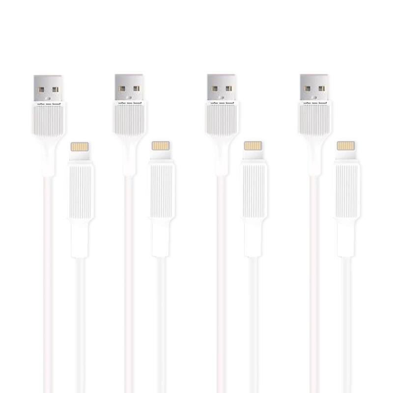 Pack of 4 2.4A Fast Charging 1m Data and Charging Cables (Lightning, Micro USB or Type-C)