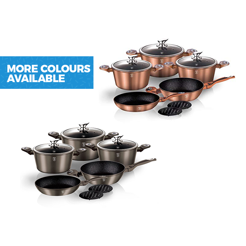 10-Piece Metallic Line Turbo-Induction Marble-Coated Cookware Sets (More Colours Available)