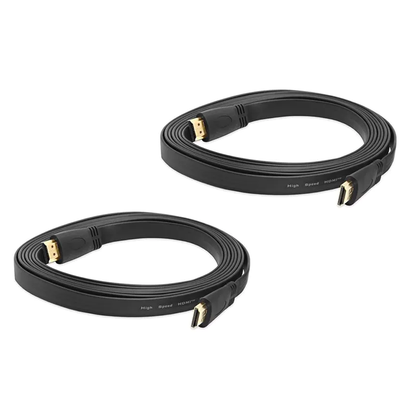 Pack of 2 Flat HDMI Cables (1m/1.5m/5m/10m)