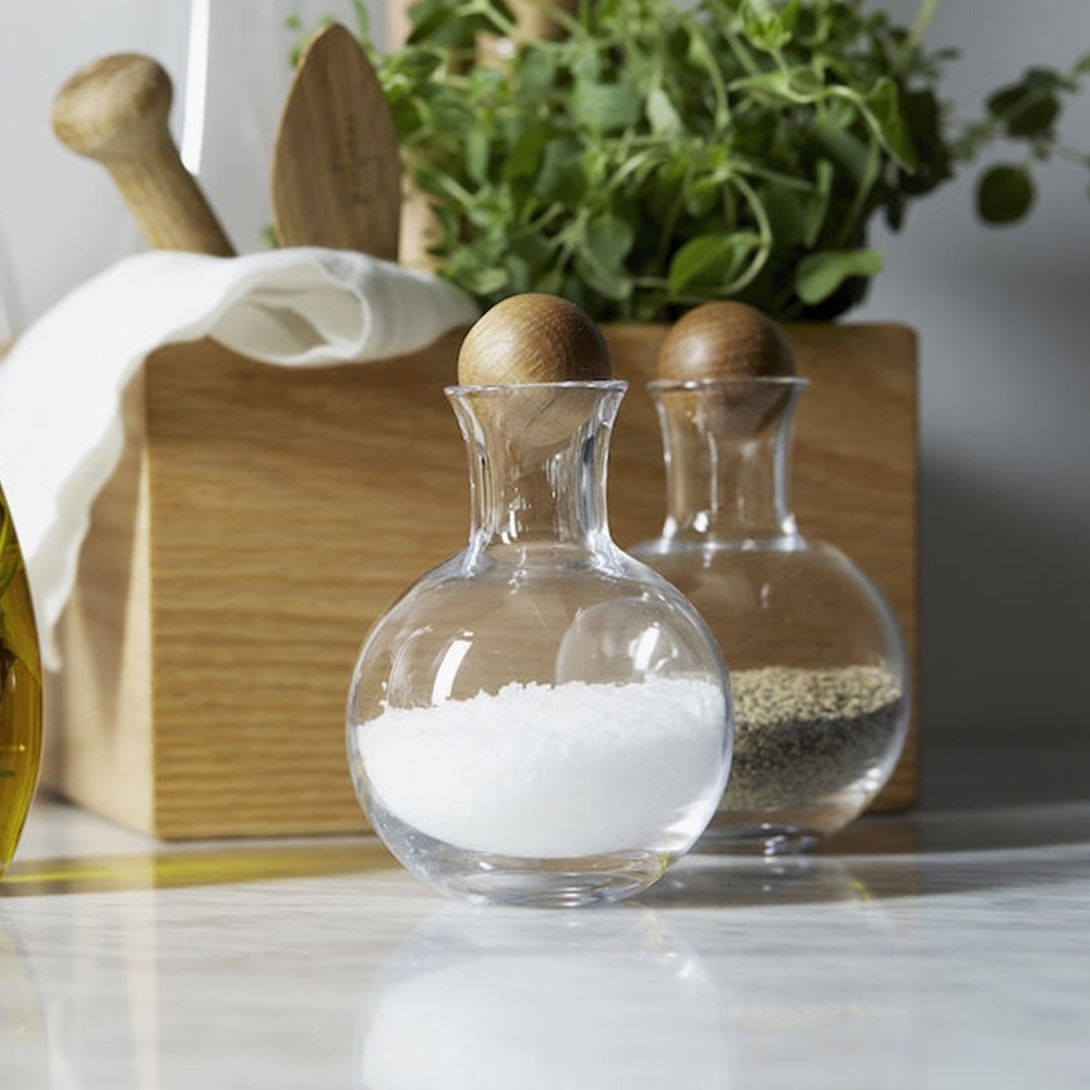 Oval Oak Spice and Herb Serving Set