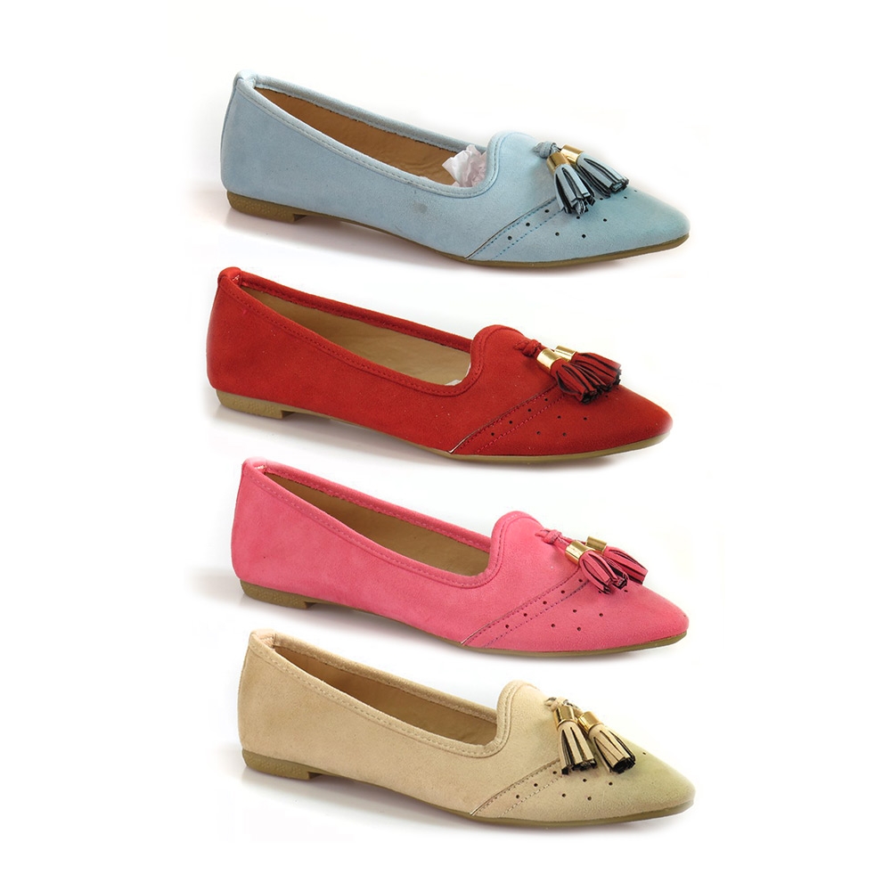 Ladies Microfibre Suede Point Pumps with Tassel
