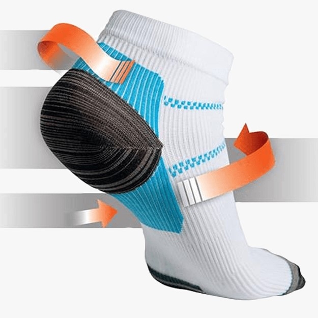 Pair Of Blue Planter Fasciitis Unisex Compression Socks