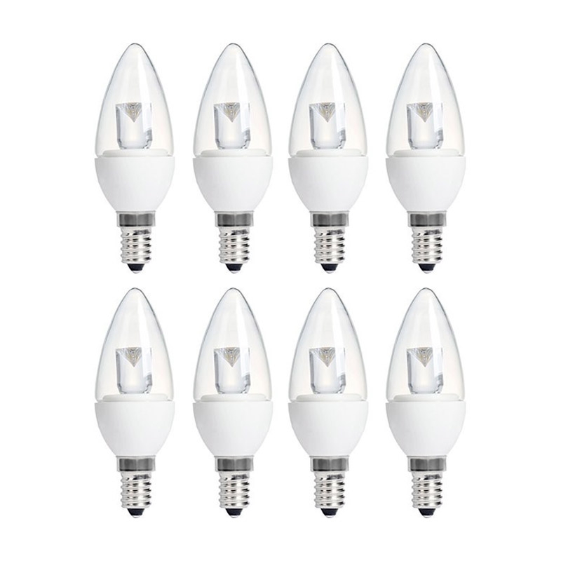 Pack of 8 x 4W or 4.5W Warm White Candle Light Bulbs