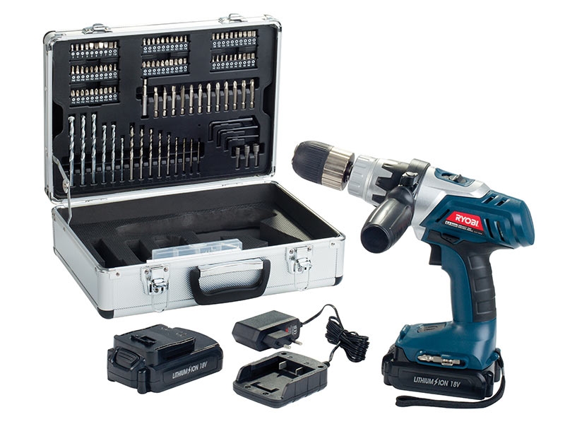 18V Lithium-ion Driver Drill Kit With Aluminium Case (158 Piece)