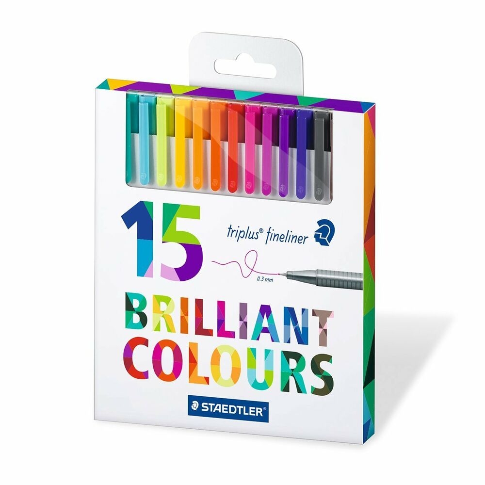 15 Brilliant Colours Triplus Fineliner Pens