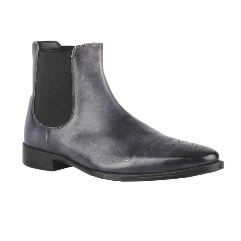 Men's Navy Leather Sanjo Boots