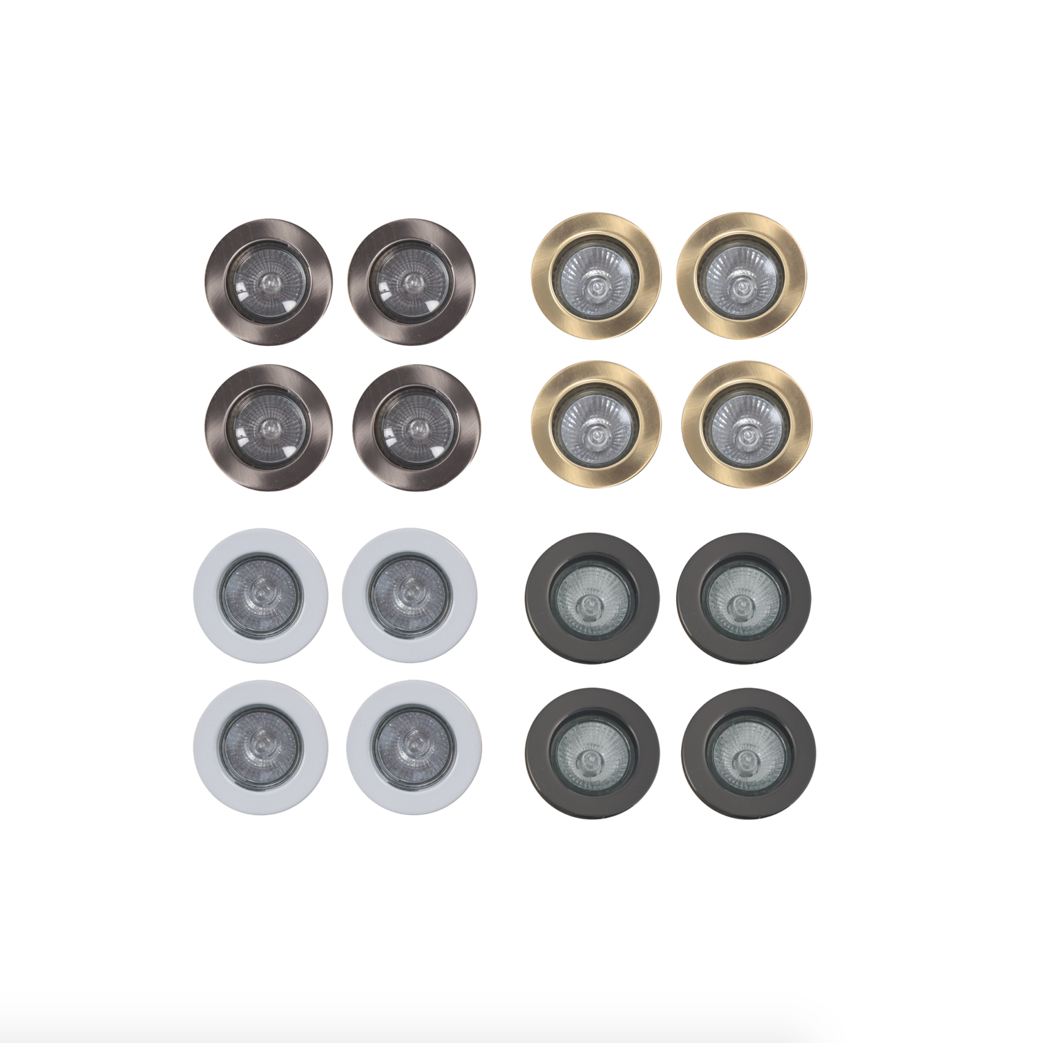 Pack of 4 Downlighters Fittings with Bulbs