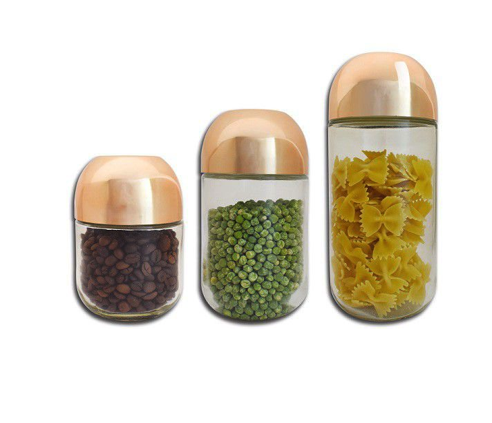 6 Piece - Bronze and Glass Spice Storage or Jar Set