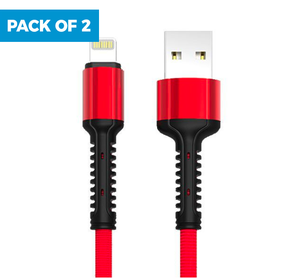 Pack of 2 1m 2.4A Ultra Fast Tough Charging & Sync Cables