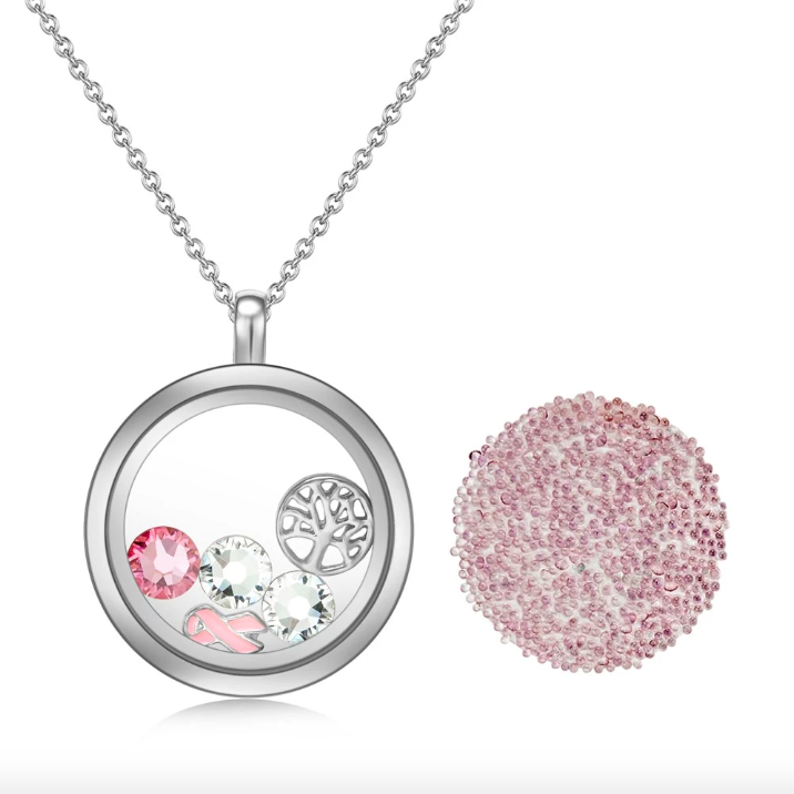 Enduring Tree of Life Floating Charm Necklace with Swarovski Crystals