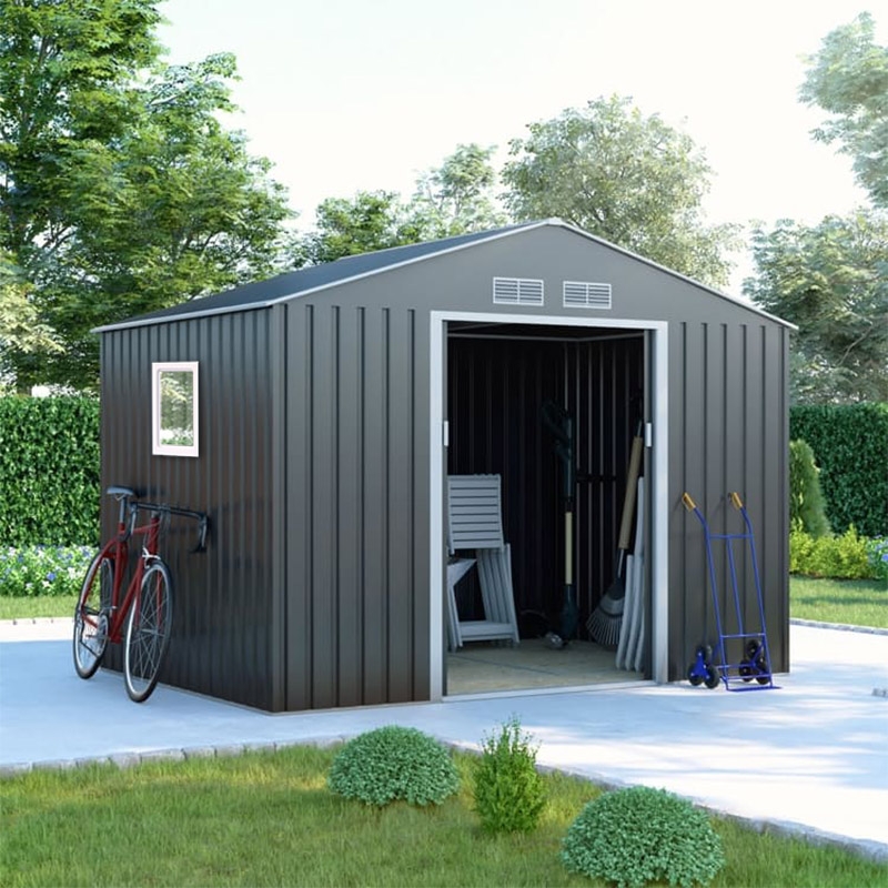 Galvanized Steel Garden Shed with Sliding Doors
