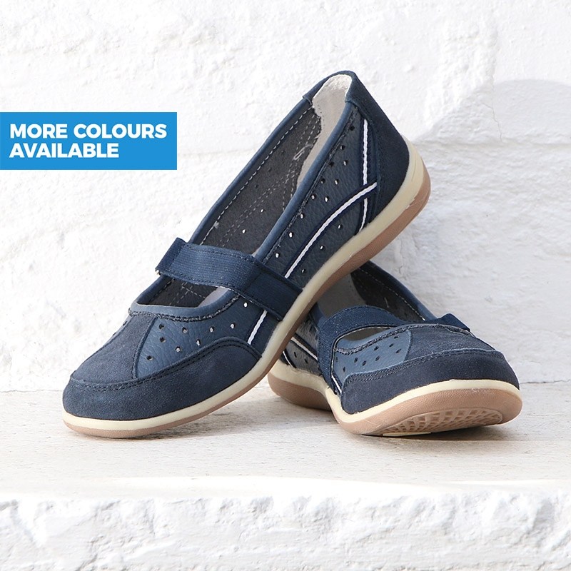 Ladies Genuine Leather Adjustable Comfort Line Pumps