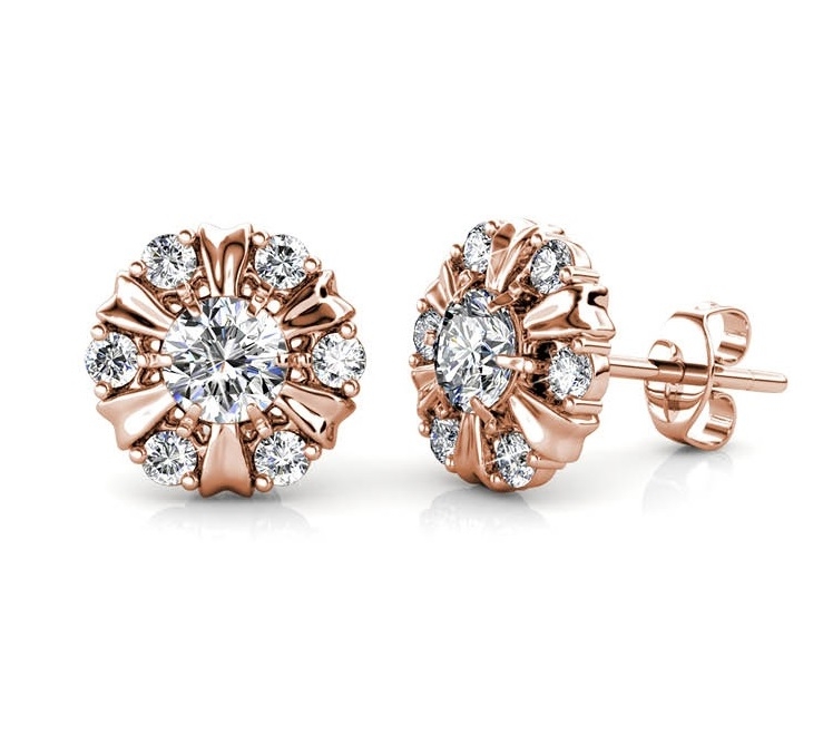 Sun Petal Earrings With Crystals from Swarovski