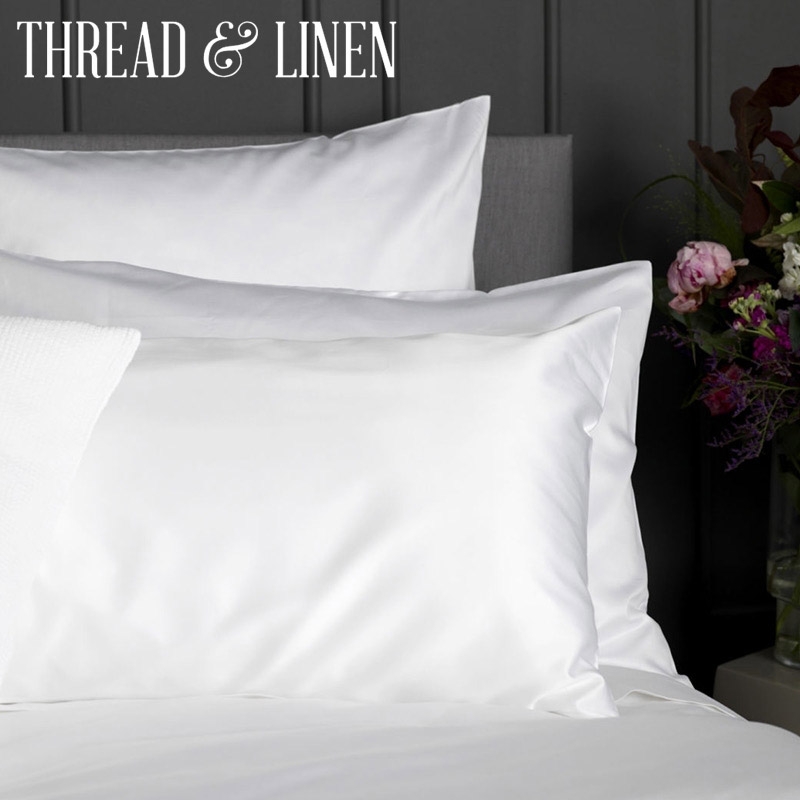 Set of 2, 200 Thread Count Hospitality Percale White Pillowcases (Standard or King)