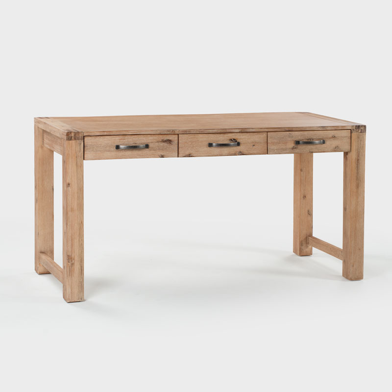 Solid Acacia Wooden 3 Drawer Desk